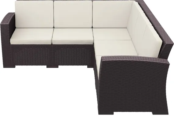Диван пластиковый плетеный угловой с подушками Monaco Lounge Corner, коричневый