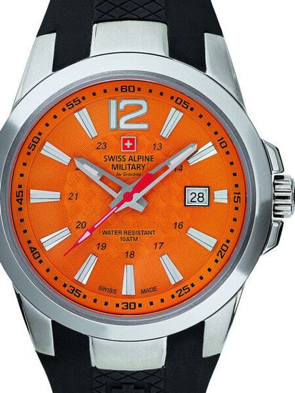 С ремешком Мужские наручные часы с черным силиконовым ремешком Swiss Alpine Military 7058.1839 mens watch 43mm 10ATM