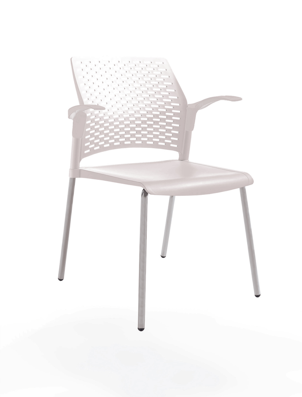 стул Rewind, каркас серый, пластик белый, с открытыми подлокотниками