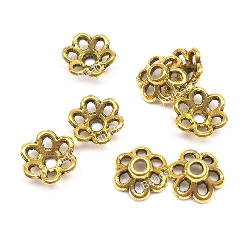 Шапочки для бусин "Лютики" 6х2 мм (20 штук), под золото