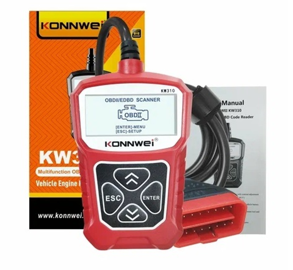 Автомобильный универсальный диагностический сканер KONNWEI KW310 (красный)