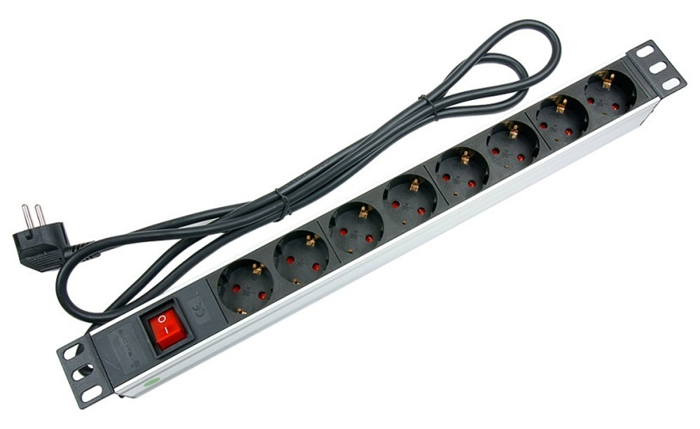 Блок розеток 19", 8 розеток Cabeus PDU-8P-2EU