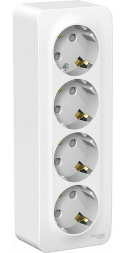 Розетка четырехместная Systeme Electric Blanca Бел наружная с/з со шторками с изол. пласт.16А