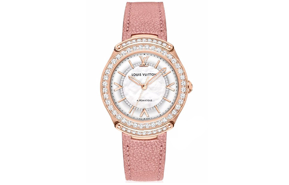 LOUIS VUITTON Wrist Watch Quartz Movement Cow Leather Strap 36mm White Dial Women"s Watch 50m Water Resistant