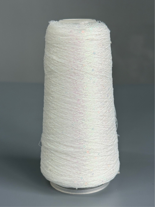 Пряжа Siyue Lurex Sequins пайетка 1,5 мм (09/белый снег), 1800м/50гр