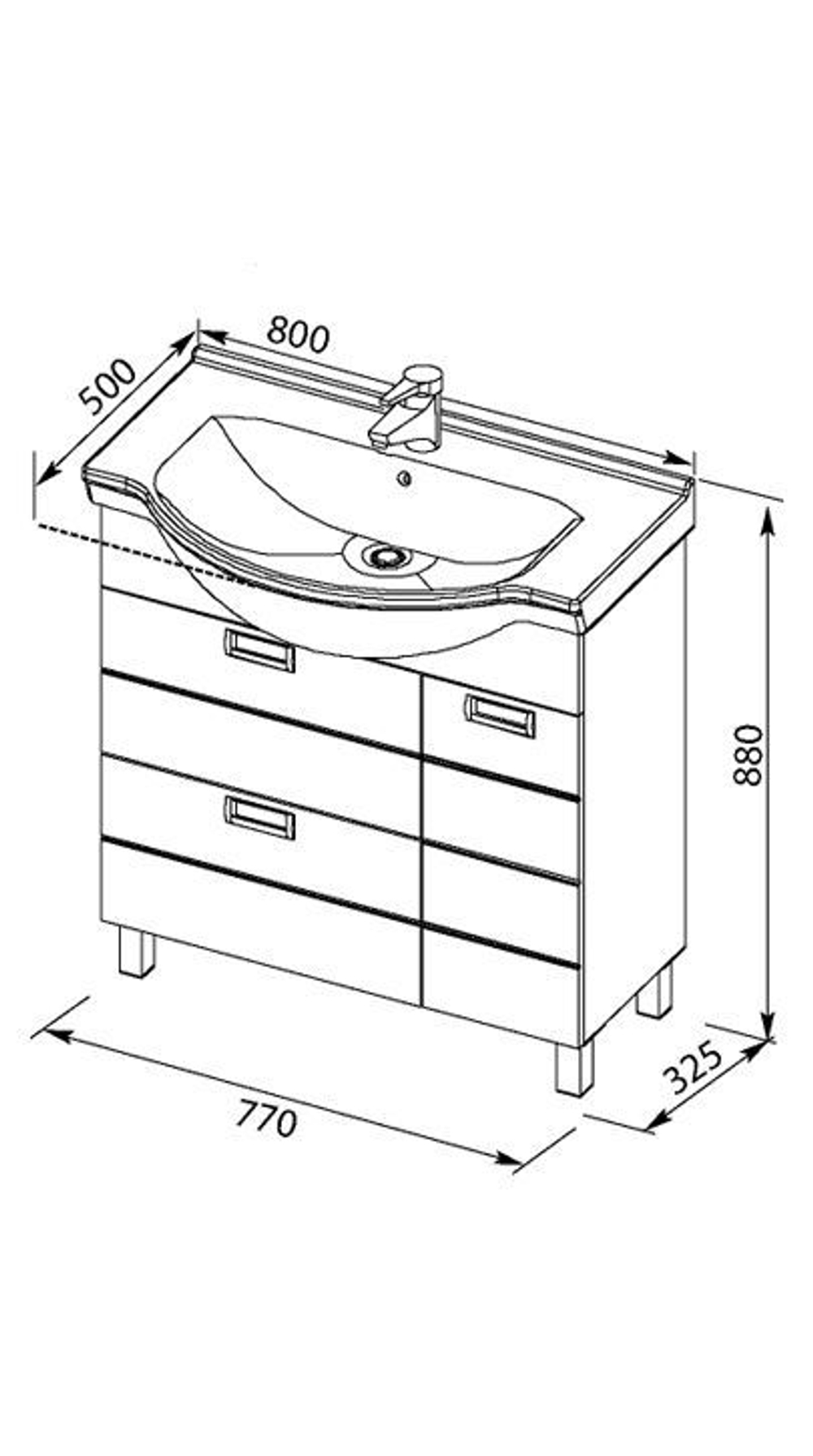 Тумба с раковиной Aquanet Сити 80 белый