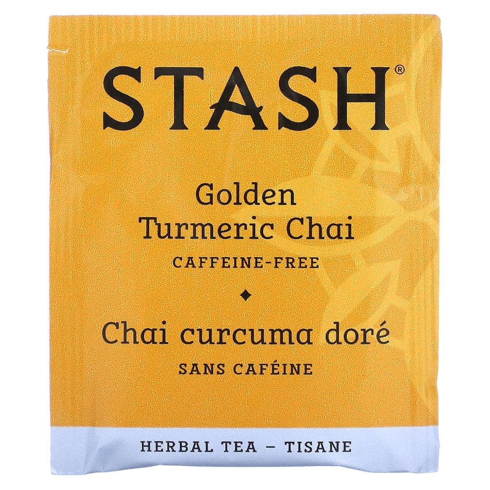 Stash Tea, Herbal Tea, золотой чай с куркумой, без кофеина, 18 чайных пакетиков, 36 г (1,2 унции)