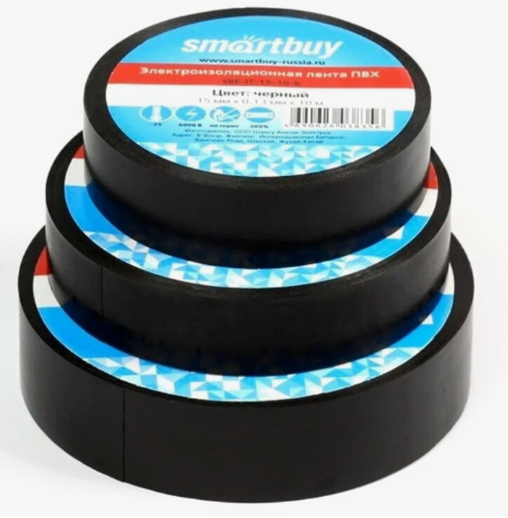Изолента 15мм*10м Черная TDM Smartbuy (SBE-IT-15-10-b) (малая) 38356
