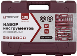 TS108/12 Набор инструмента универсальный 1/4", 1/2"DR с головками торцевыми 12-гранными, 108 предметов