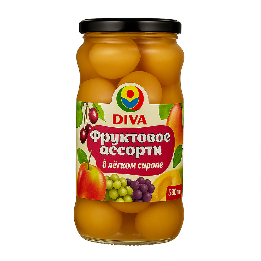 Фруктовое ассорти в легком сиропе DIVA 580 мл
