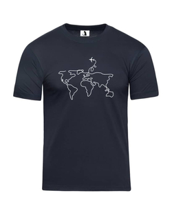 Футболка с самолетом Карта мира мужская темно-синяя