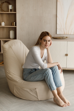 Кресло Комфорт Светло-Бежевое ЭкоКожа (Классический)