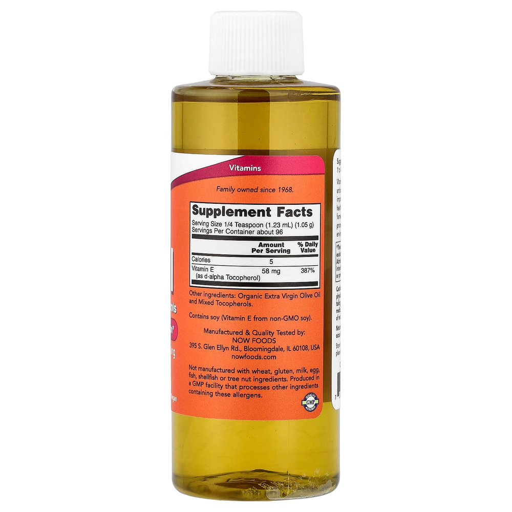 NOW Foods, Масло витамина Е со смешанными токоферолами, 58 мг (87 МЕ), 118 мл (4 жидк. Унции)