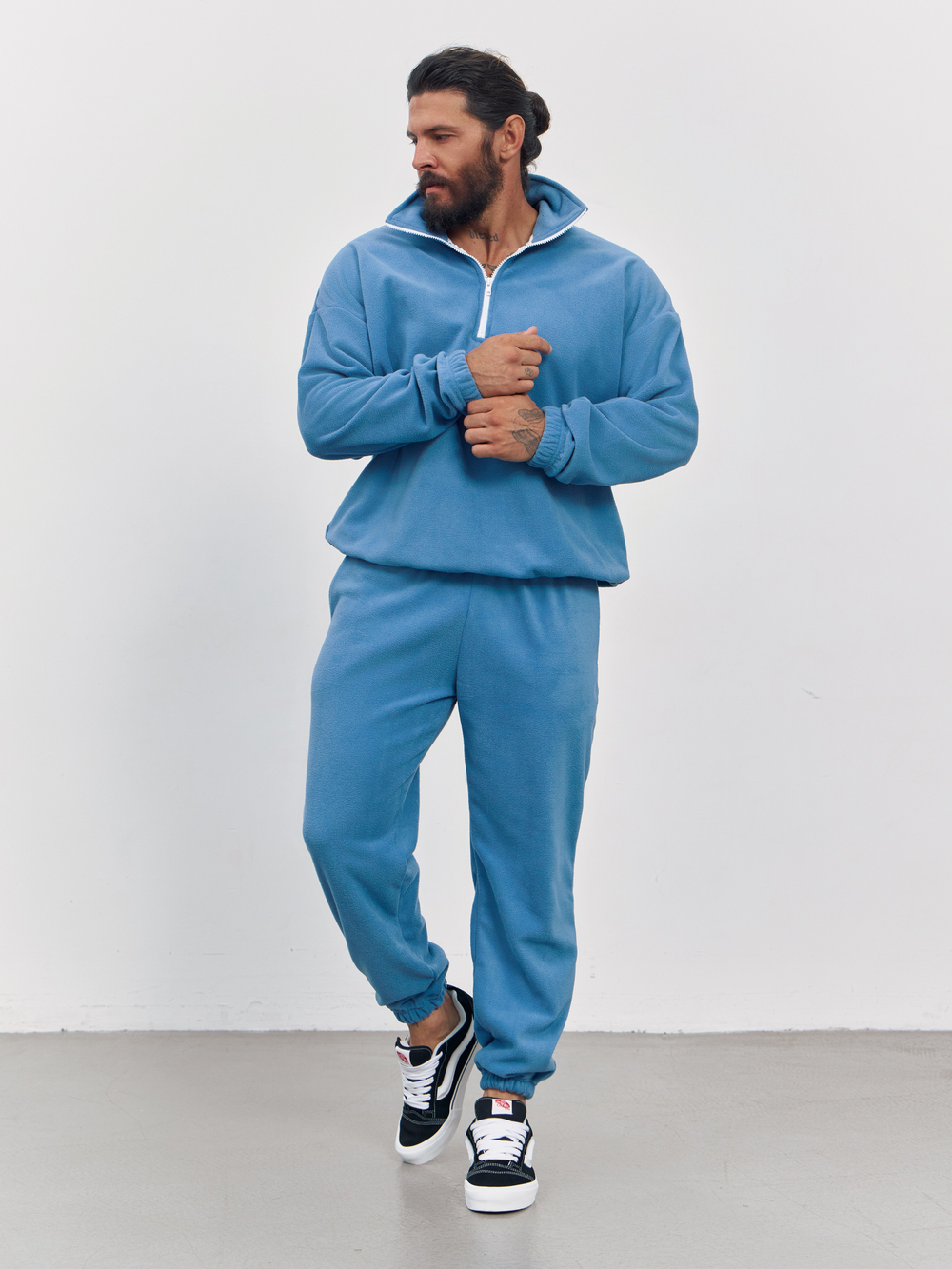 Свитшот "half zip" флисовый (голубой)