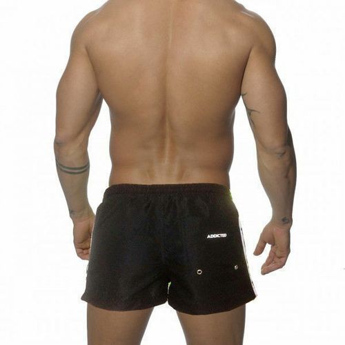 Мужские пляжные шорты черные с белыми вставками по бокам Addicted Racing Stripe Swim Shorts Black