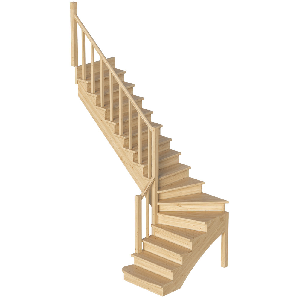 Лестница на второй этаж К-001м/4 Левая c подступенками