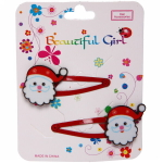 Зажимы для волос детские 2шт «Новогодняя сказка - Дед Мороз», цвет красный, 5см