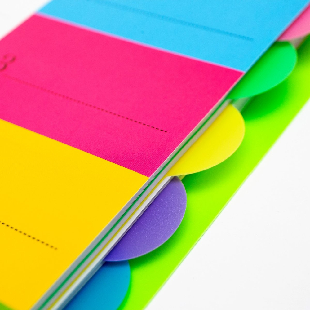 Тетрадь 120л., А5, клетка, Alingar, гребень, пластиковая обложка с инф. окнами, цветные пластиковые разделители, ассорти 4 цвета