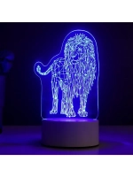 Светильник 3D ночник RISALUX «Лев», LED RGB, от сети, 9.5×13