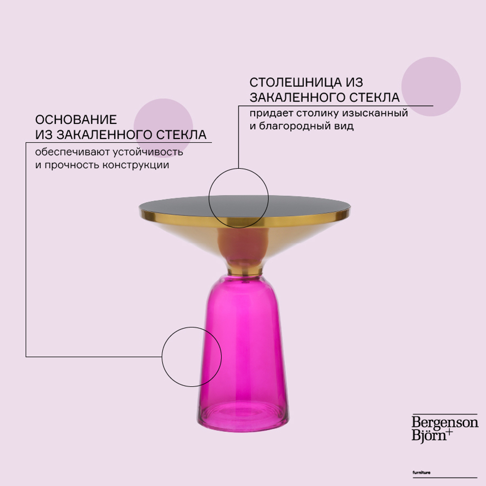 Столик кофейный Berg Odd 50см черный/фиолетовый