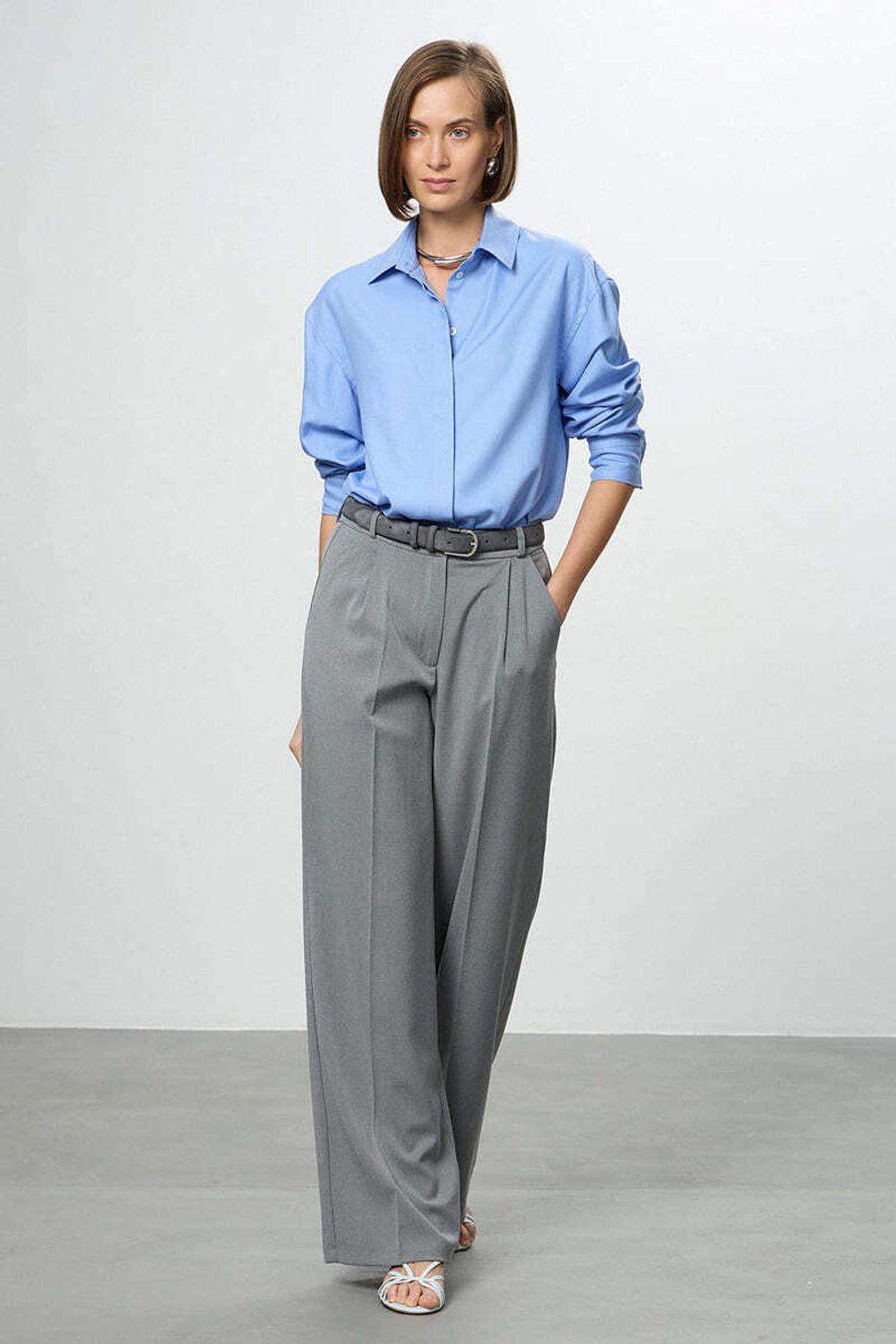 Рубашка Хельсинки голубая хлопок