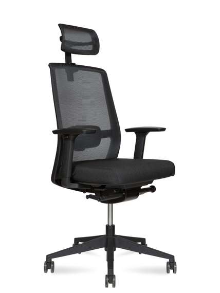 Кресло офисное Норден / Нова блэк / Nova black / черная сетка/черная ткань