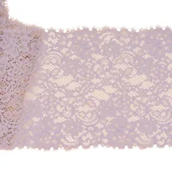Кружево эластичное серебристый пион/лаванда 20 см, Китай