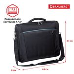 Сумка деловая BRAUBERG с отделением для ноутбука 17,3", "Sidney", откидная крышка, черная, 44х34х6 см, 240449