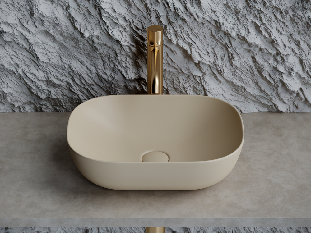 Умывальник чаша накладная прямоугольная (цвет Капучино Матовый) Element 455x325x135мм