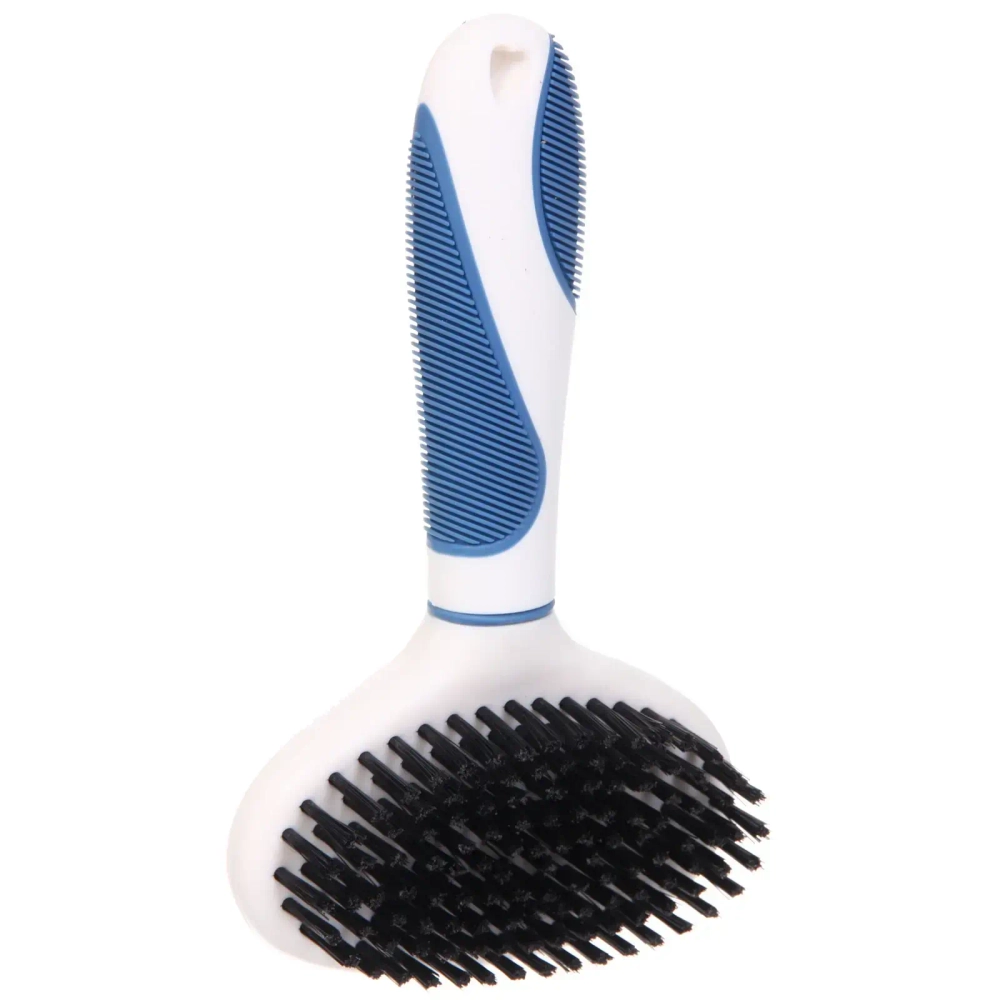 Расческа - пуходёрка двухсторонняя для животных «ЛАПУСИКИ», коллекция БРО, прорезиненная ручка, цвет белый/голубой, 11.5*20.5см (блистер)