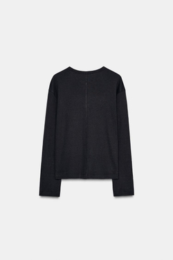 ZARA ФУТБОЛКА В РУБЧИК С ДЛИННЫМИ РУКАВАМИИ, УГОЛЬНЫЙ