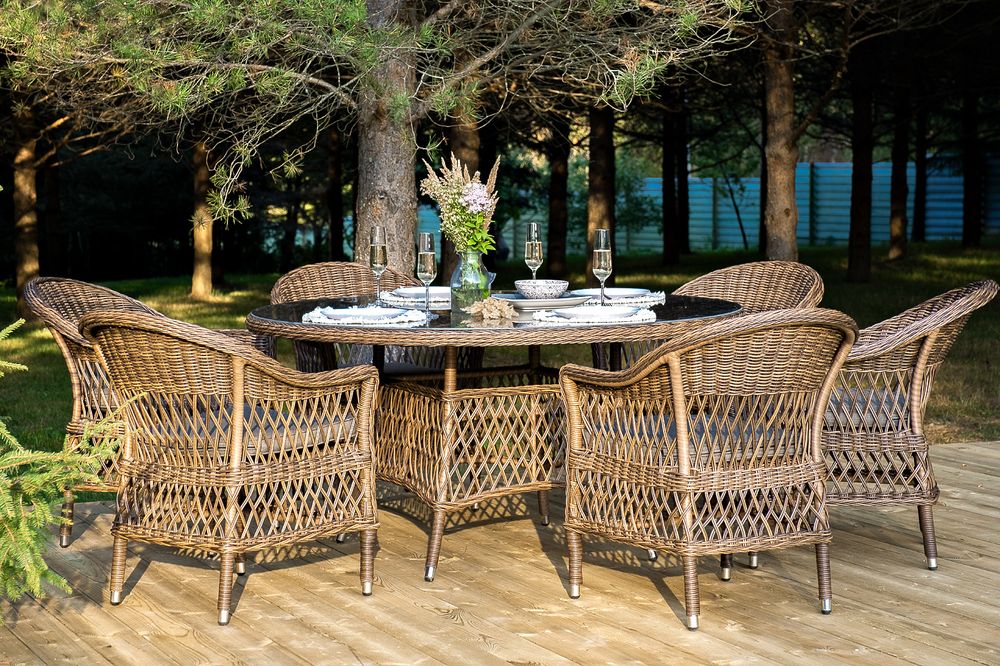 "Эспрессо–150 S" обеденная группа плетеная, цвет коричневый