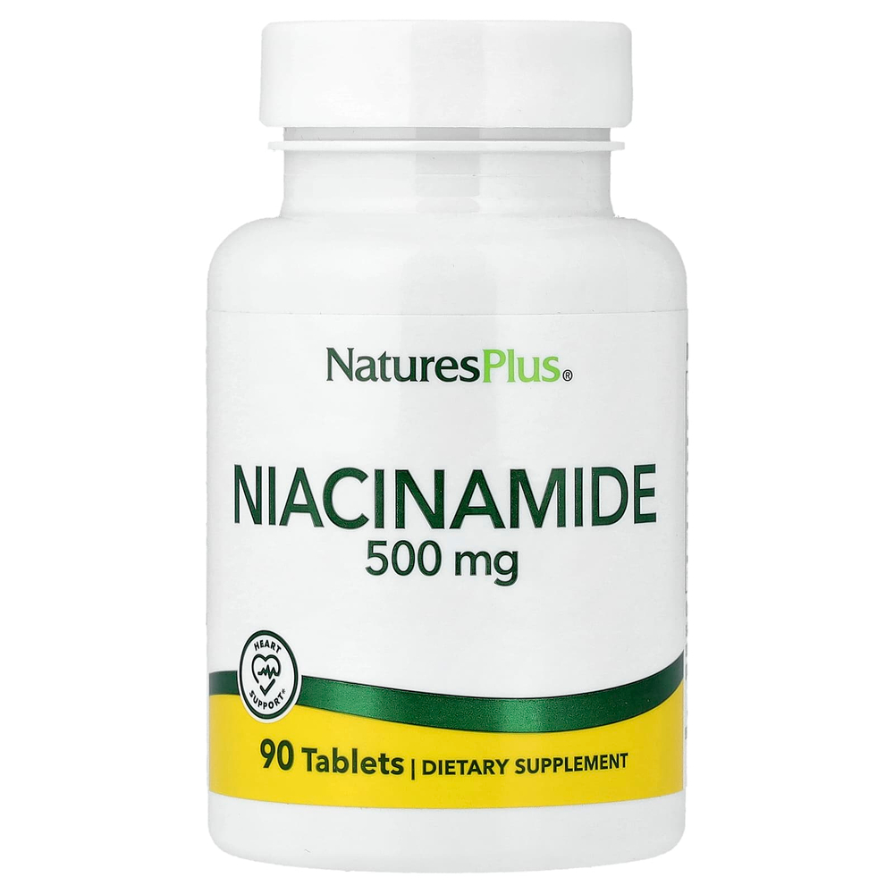NaturesPlus, никотинамид, 500 мг, 90 таблеток