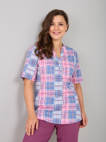 Блузка БЛ-122/сероголубой-розклетка