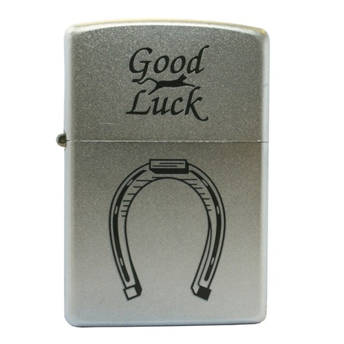 Зажигалка серебристая матовая Zippo Horse Shoe с покрытием Satin Chrome