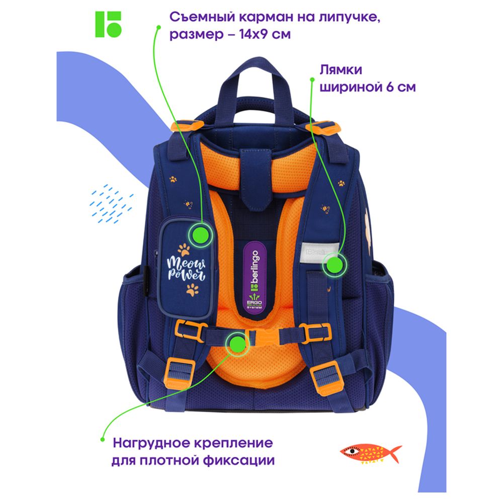 Ранец Berlingo Expert Meow power 37х28х16см, 2 отд., с анатомической спинкой