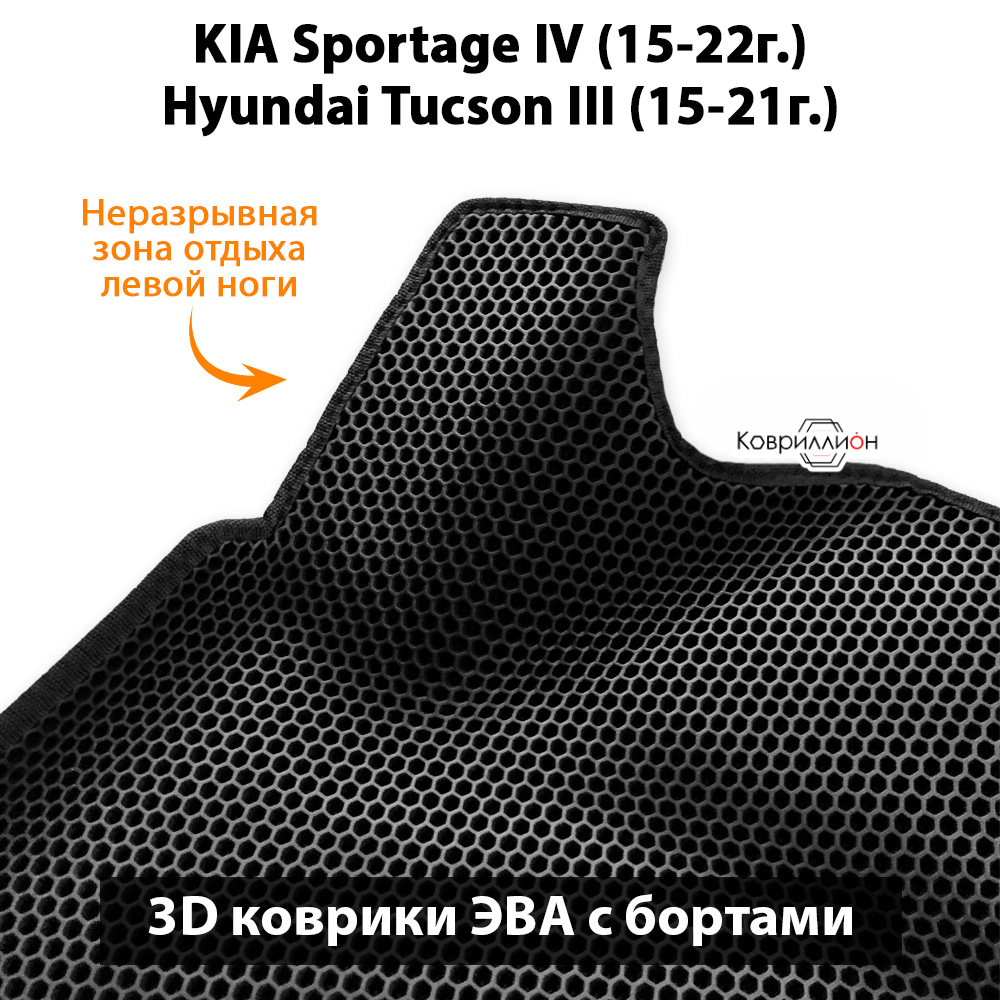 Автомобильные коврики ЭВА с бортами для KIA Sportage IV (15-22г.), Hyundai Tucson III (15-21г.)