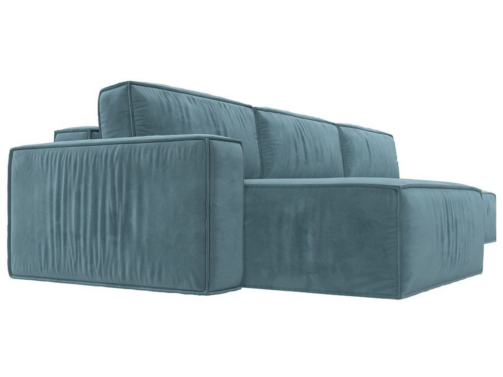 Диван угловой Прага модерн лонг левый угол, Бирюзовый, Велюр, 116584L