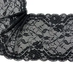Кружево эластичное черное 18 см, Италия