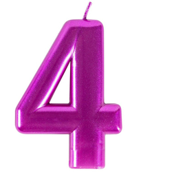 Свечи-цифры "Ярко-розовые металлик" 8 см (от 0 до 9)