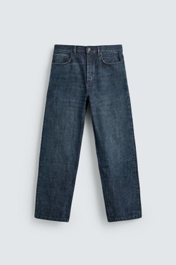 ZARA ДЖИНСЫ RELAXED SELVEDGE ДЛИНОЙ ДО ЩИКОЛОТКИ, МОРСКОЙ СИНИЙ