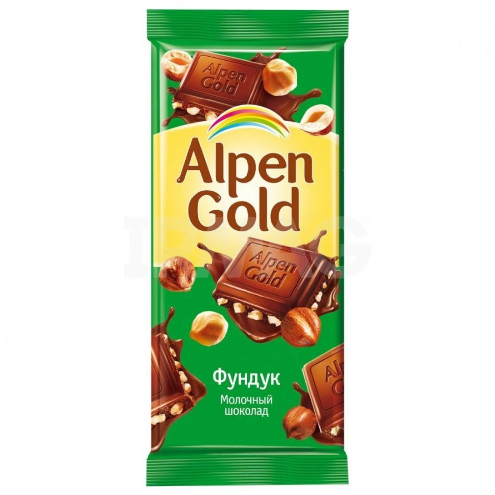 Шоколад молочный Alpen Gold с дробленым фундуком (85 г)
