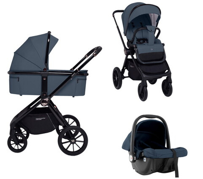 Детская коляска Sweet Baby Vento Black 3 в 1 Blue