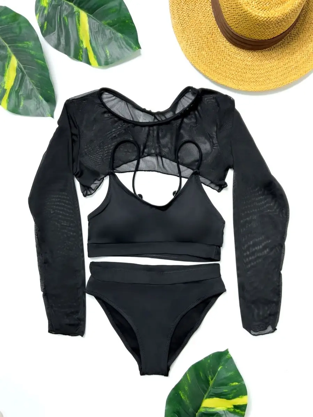 купальник для бассейна спортивный 3 в 1 топ и парео