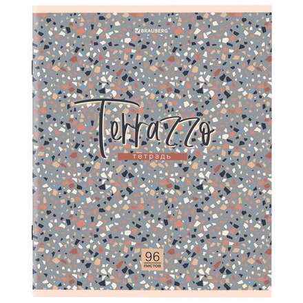 Тетрадь А5 96 л. BRAUBERG скоба, клетка, обложка картон, "Terrazzo", 404437, 1шт