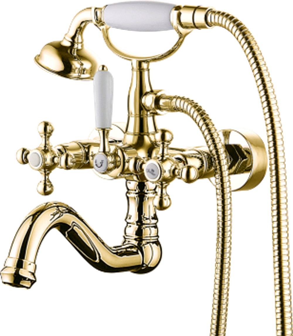 Смеситель для ванны GANZER GZ09135-E двухрычажный, золото