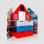 Патриотический уголок ТРИКОЛОР с часами, карманами и магнитной доской