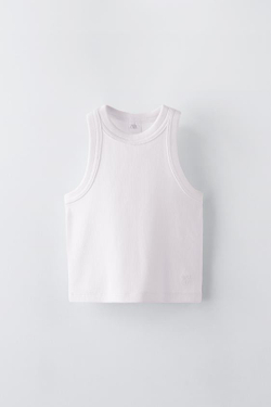 ZARA ТОП В РУБЧИК СО СПИНОЙ-БОРЦОВКОЙ, БЕЛЫЙ