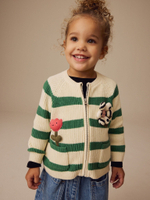 Кардиган вязаный на молнии для девочки Next E25-152, Молочный, Зеленый