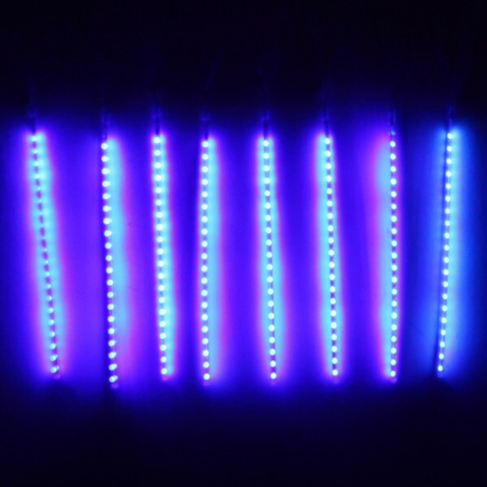 Гирлянда для улицы БАХРОМА ш2,0 м* в50 см 36 ламп LED «Тающая сосулька спираль», Синий (8 трубок), 18 режимов